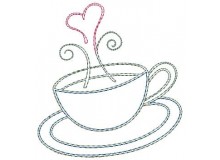 Stickdatei TEA PARTY Fransenappli Tasse 2